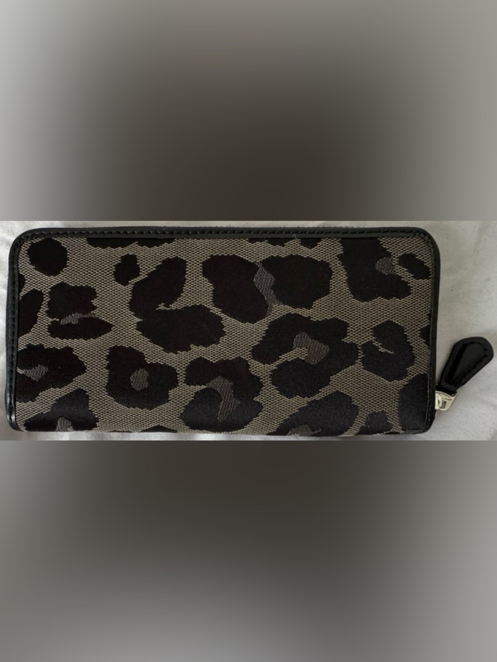 Coach Leopard-Print Zip Wallet in Black and Gray - Picture 4 of 5